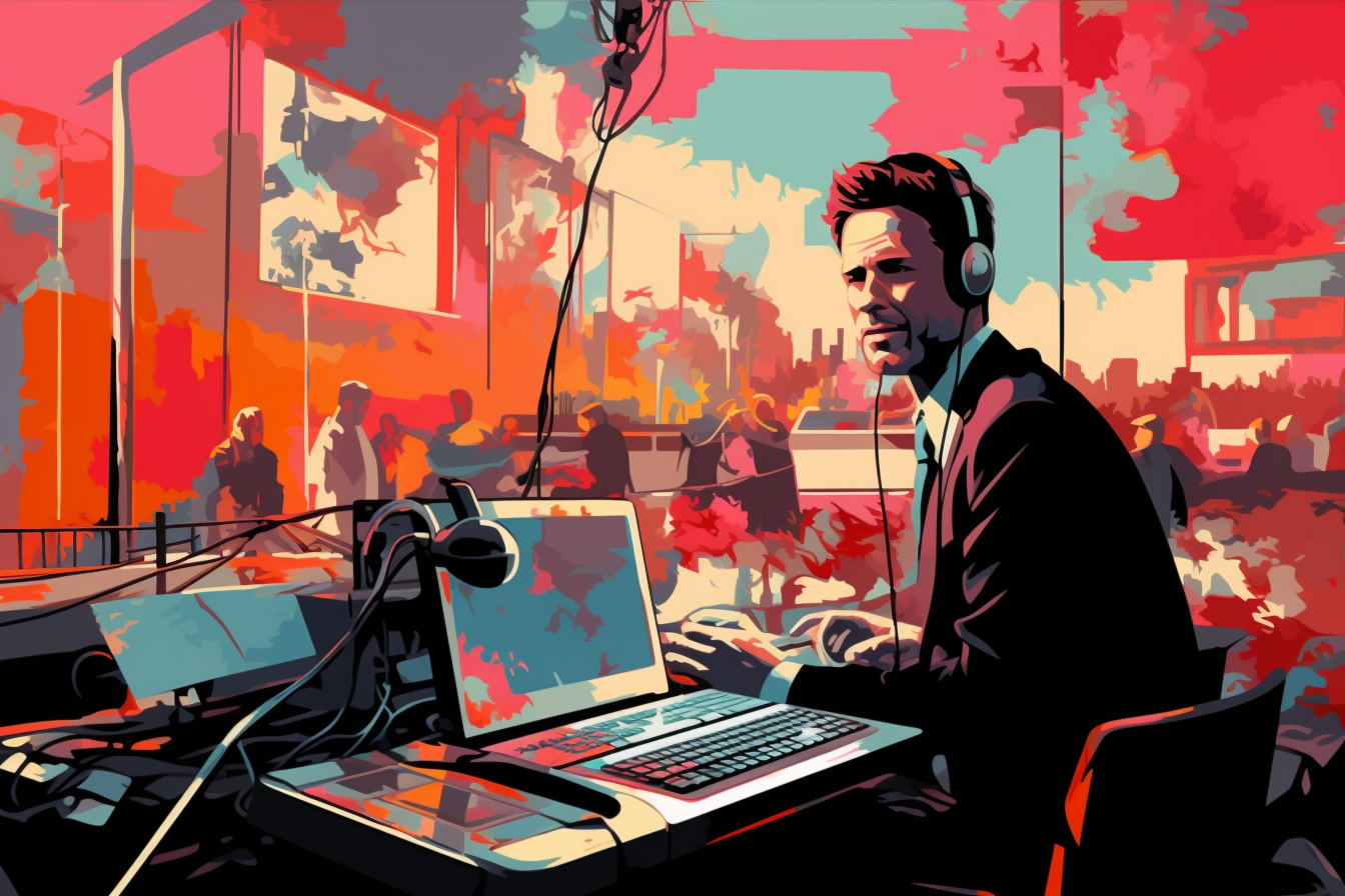 Decenteredmedia a vectorgraphic depticting an scene of a radio 8427f7dc d810 4f32 8a8e d7b7cc06c49f